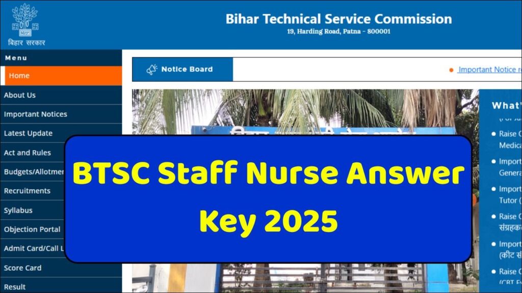 BTSC Staff Nurse Answer Key 2025