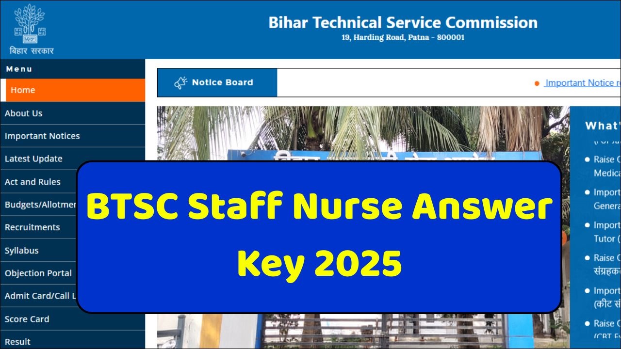 BTSC Staff Nurse Answer Key 2025